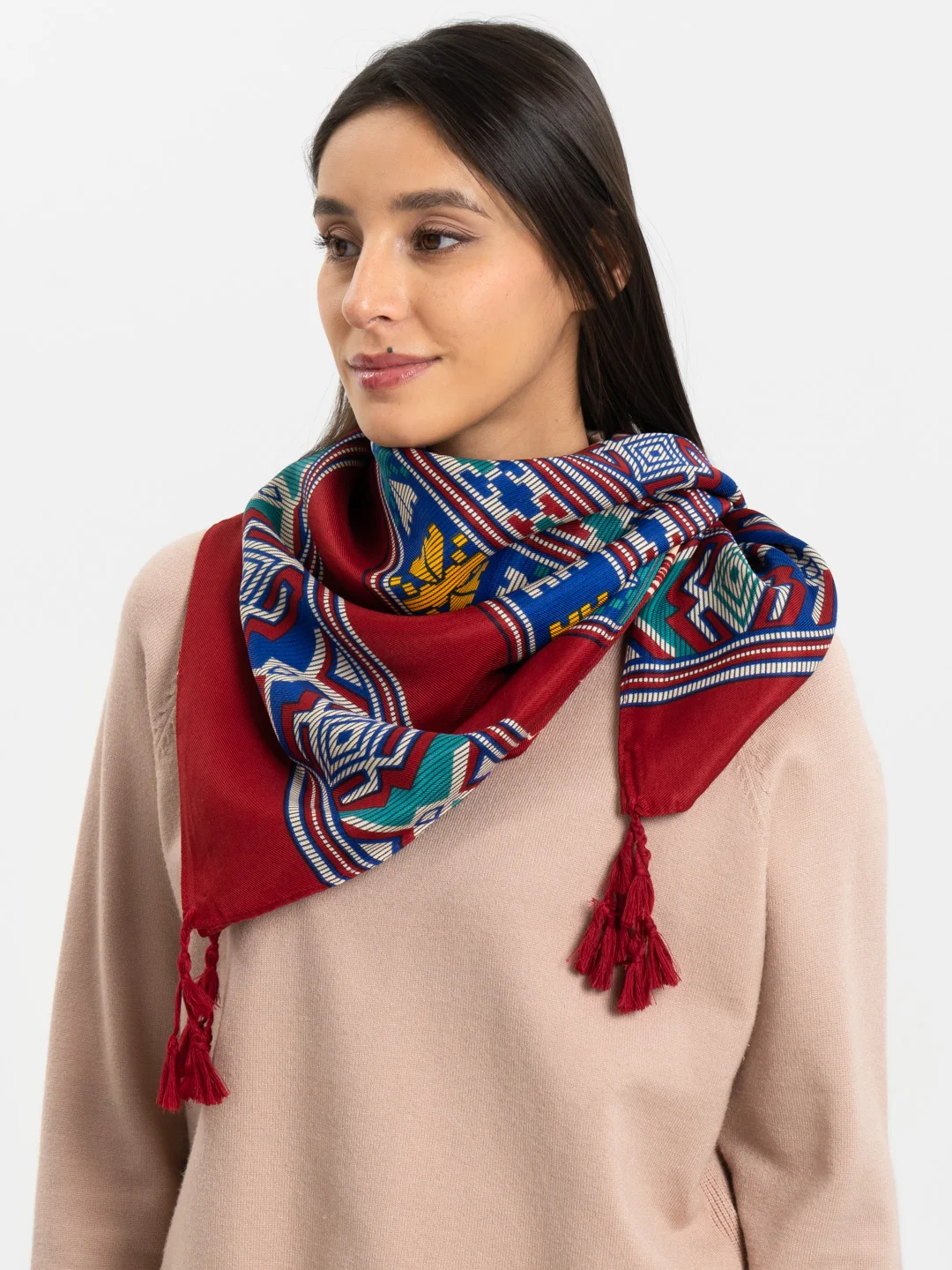 Бордовый большой платок, 180 х 90 см