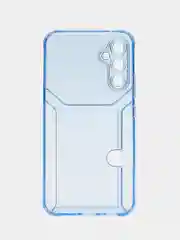 Голубой чехол с карманом для карт для Samsung Galaxy A34, прозрачный, Самсунг Галакси А34