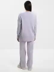 Лавандовый костюм женский, теплый, вязаный