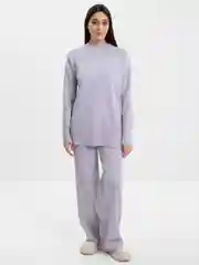 Лавандовый костюм женский, теплый, вязаный