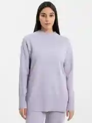 Лавандовый костюм женский, теплый, вязаный