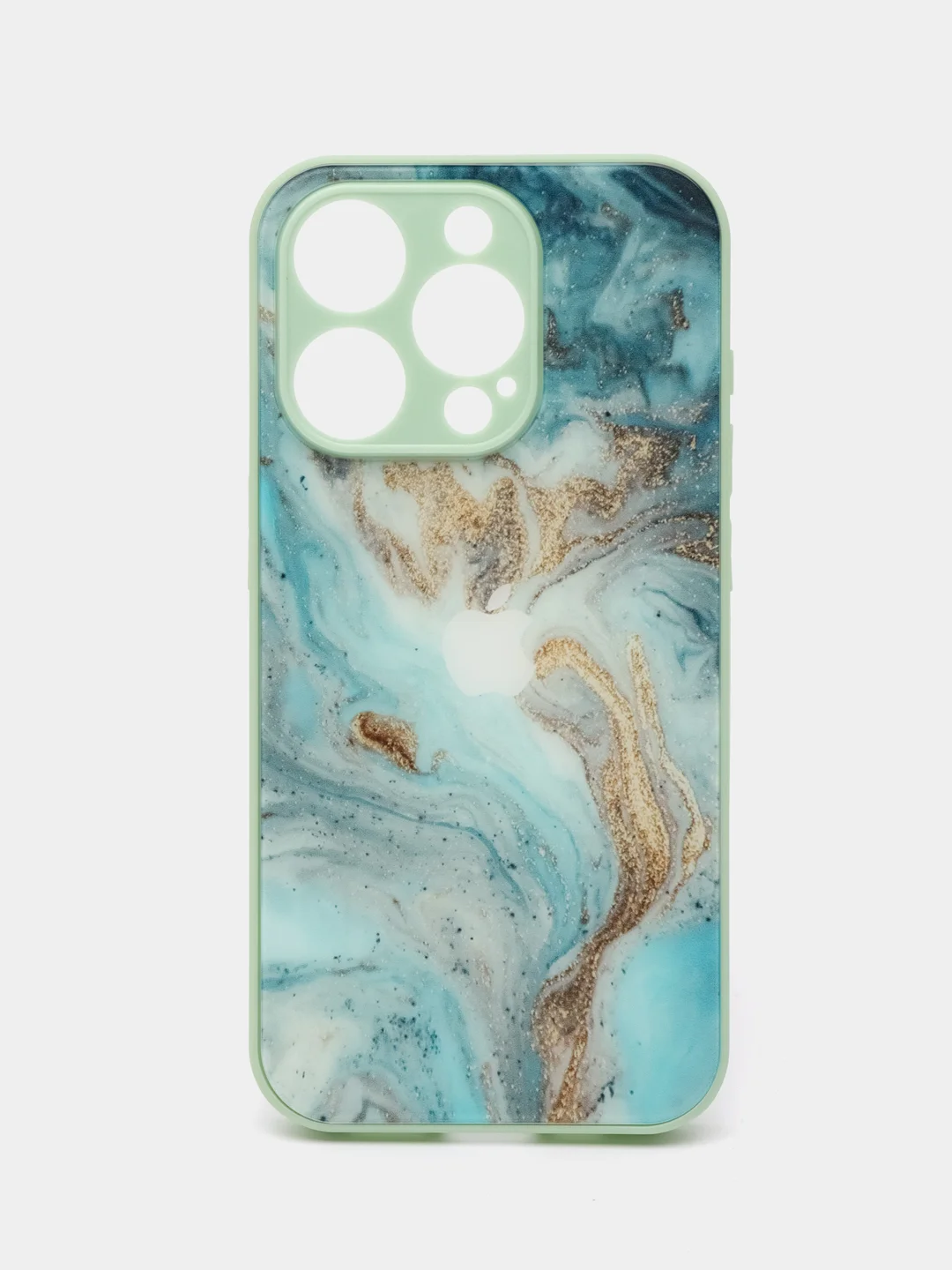Бирюзовый чехол на iPhone 15 Pro, 15 Pro Max (Айфон 15 Про Макс), пластиковый, глянцевый