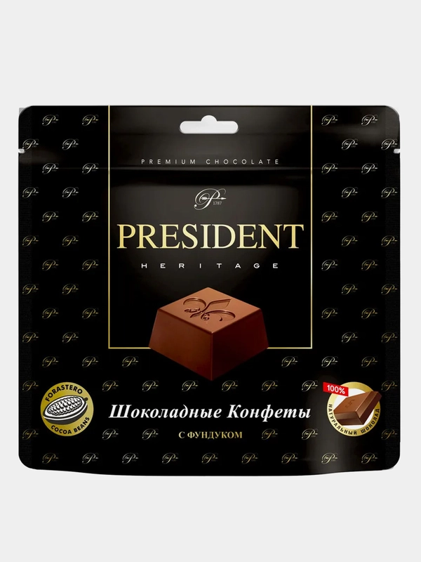 Конфеты шоколадные Собрание PRESIDENT HERITAGE с фундуком, дой-пак, 110 г