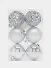 Серебряный набор новогодних шаров для елки 12 шт, 6 см