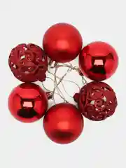 Красный набор новогодних шаров для елки 12 шт, 6 см