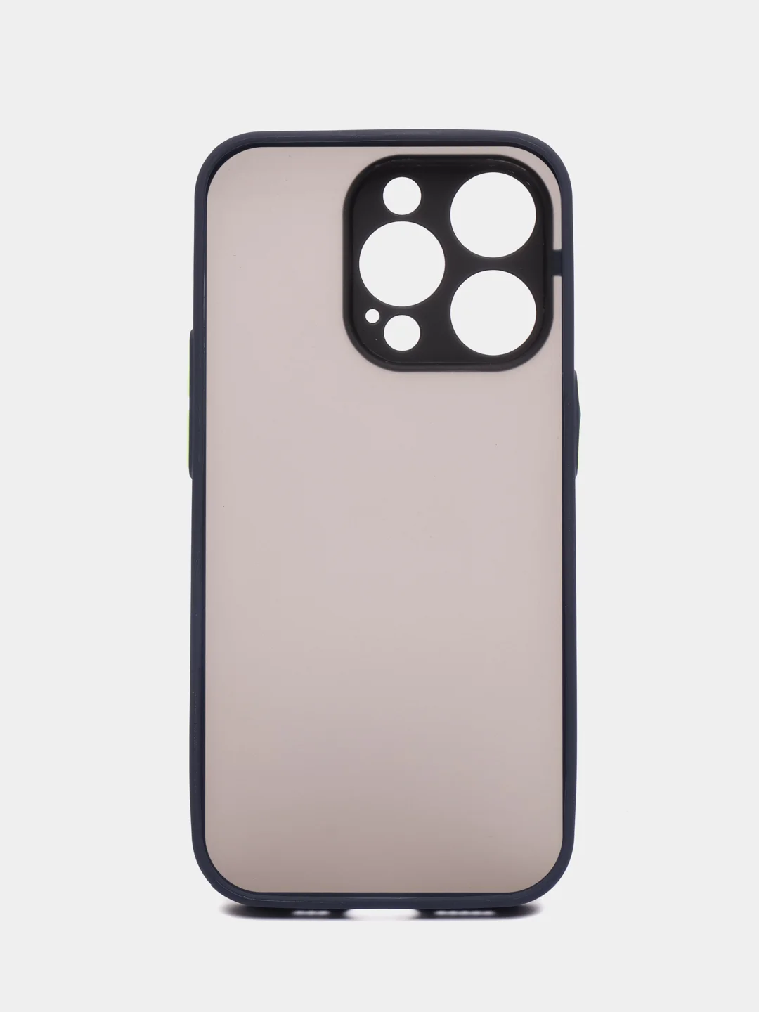 Темно-синий чехол iPhone 14 Pro (Айфон 14 Про), пластиковый, матовый, с цветными кнопками