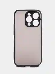 Темно-синий чехол iPhone 14 Pro (Айфон 14 Про), пластиковый, матовый, с цветными кнопками