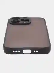 Черный чехол iPhone 14 Pro (Айфон 14 Про), пластиковый, матовый, с цветными кнопками