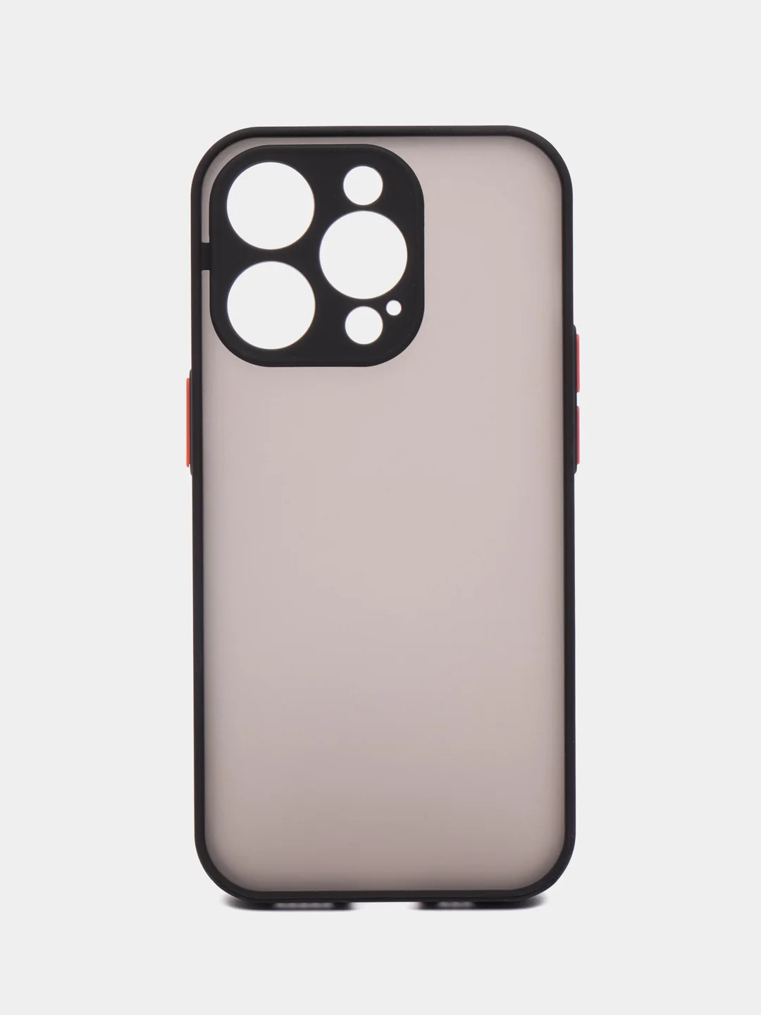 Черный чехол iPhone 14 Pro (Айфон 14 Про), пластиковый, матовый, с цветными кнопками