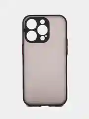 Черный чехол iPhone 14 Pro (Айфон 14 Про), пластиковый, матовый, с цветными кнопками