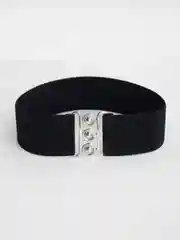 Серебряный женский эластичный пояс, с декоративной пряжкой, ремень