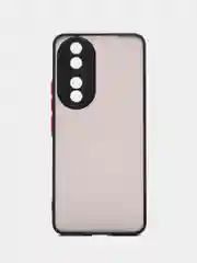 Черный чехол матовый на Honor 90 (Хонор 90), пластиковый, с цветными кнопками