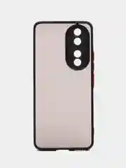 Черный чехол матовый на Honor 90 (Хонор 90), пластиковый, с цветными кнопками