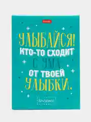 Бирюзовый блокнот на скрепке "Фразы", размер А6, 32 листа, бумажная обложка, ламинация
