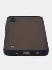 Темно-синий чехол для Samsung Galaxy A10, Самсунг Галакси А10 пластиковый, матовый, с цветными кнопками