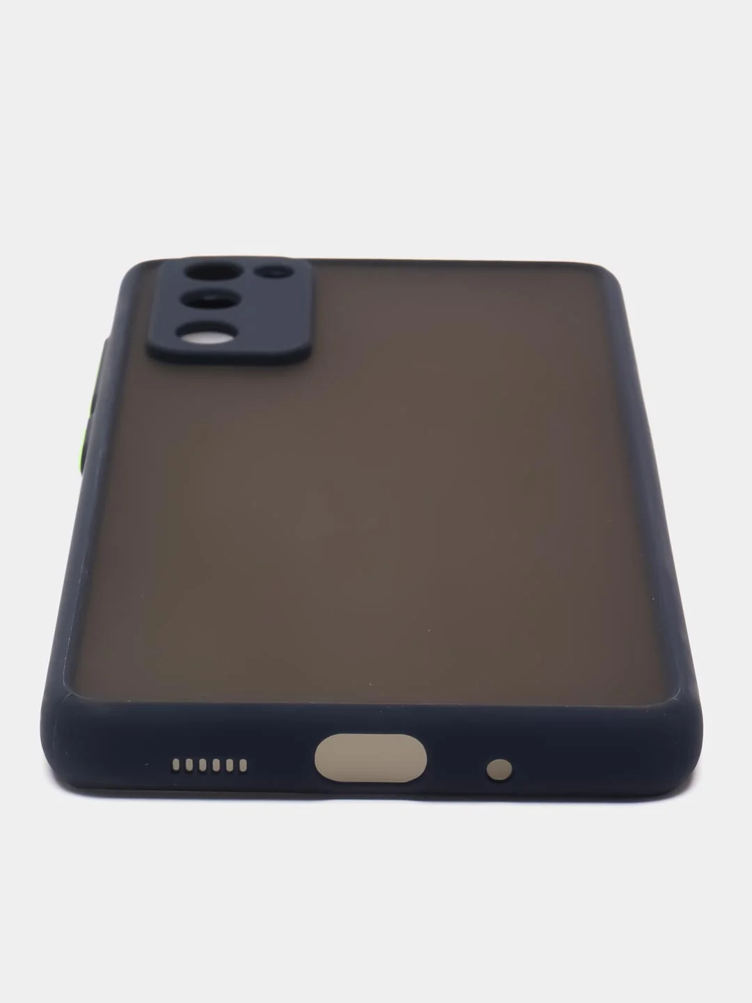 Темно-синий чехол Samsung Galaxy S20 FE / Галакси С20 ФЕ пластиковый, матовый, с цветными кнопками