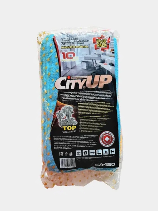 Микрофибра City Up 30х30, 10 шт / Набор салфеток из микрофибры