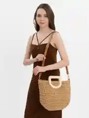 Бежевый сумка соломенная