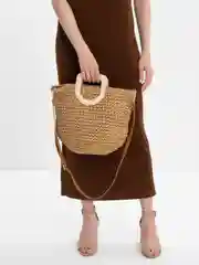 Бежевый сумка соломенная