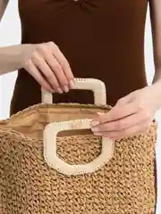 Бежевый сумка соломенная