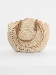 Бежевый меланж сумка соломенная