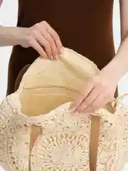 Бежевый меланж сумка соломенная
