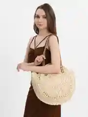 Бежевый меланж сумка соломенная