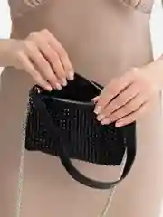 Черный сумка вечерняя, со стразами