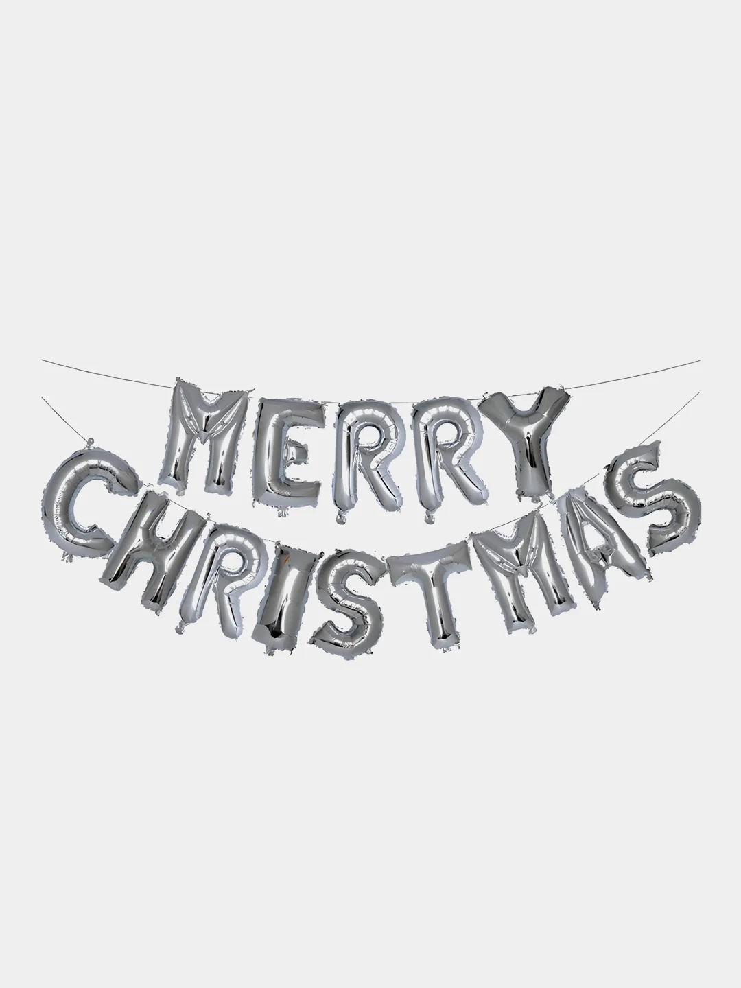Серебряный гирлянда из воздушных фольгированных шаров Merry Christmas