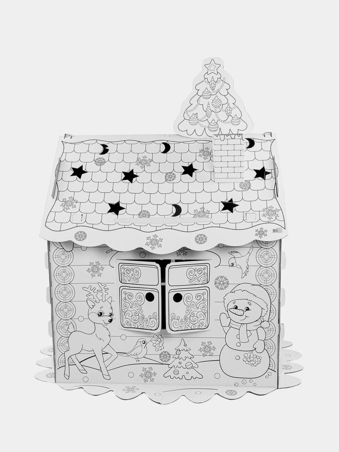 Картонный домик раскраска, развивающий подарок детский "Новогодний", BRAUBERG kids, 880365