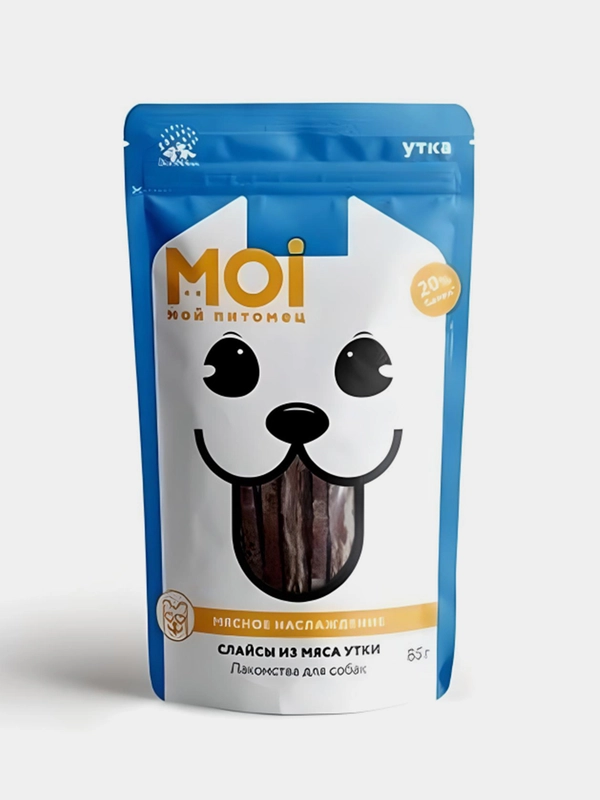 Лакомство для собак MOI, слайсы из мяса утки, 85г