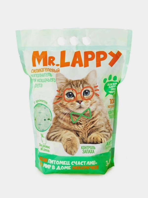 Силикагелевый наполнитель Mr.Lappy "Зеленое яблоко", 3,8 л