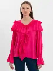 Вишнёвый рубашка, блузка женская, с рюшами