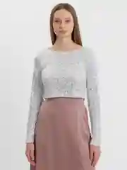 Белый женский топ с пайетками