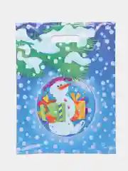 Синий новогодние пакеты, ламинированные пакеты, 30*40 см