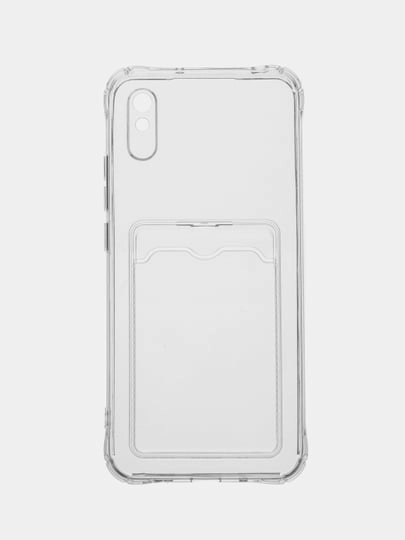 Силиконовый чехол для Xiaomi Redmi 9A (Сяоми Редми 9А), с карманом для карт, прозрачный