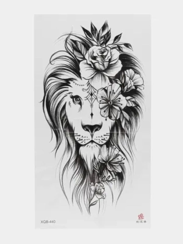Временное мужское тату "Лев", наклейка татуировка на тело, переводная тату, tatto