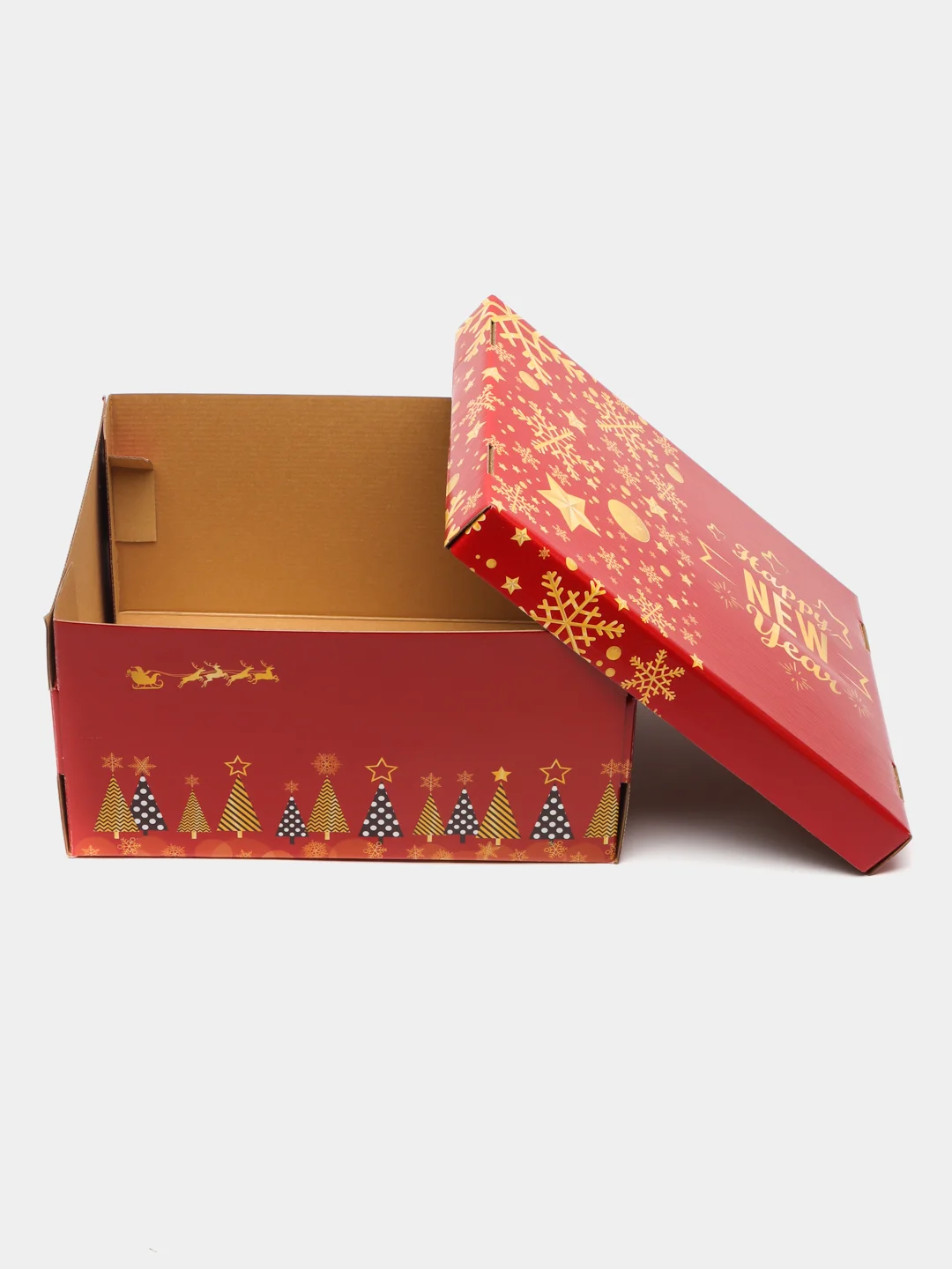 Бордовый коробки подарочные новогодние. Большие 31,5*25,6*16,1 см