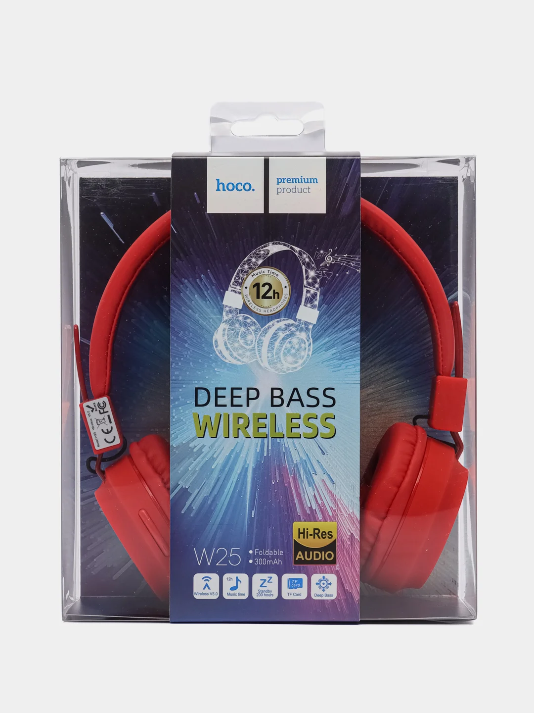 Красный беспроводные наушники Hoco W25 Deep Bass,  с микрофоном