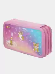 Пенал №1 School Corgi time, 3 отделения, софт тач