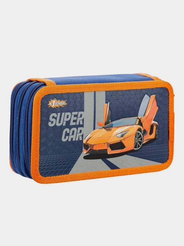 Пенал №1 School Super car, 3 отделения, 190x110 мм