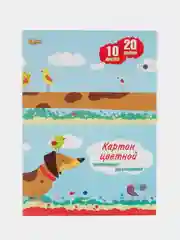 Картон цветной №1 School, 20 цветов, А4, мелованный, двусторонний, 10 листов