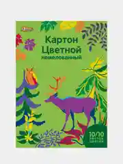 Картон цветной №1School "Живая природа", 10 листов, 10 цветов, А4, немелованный