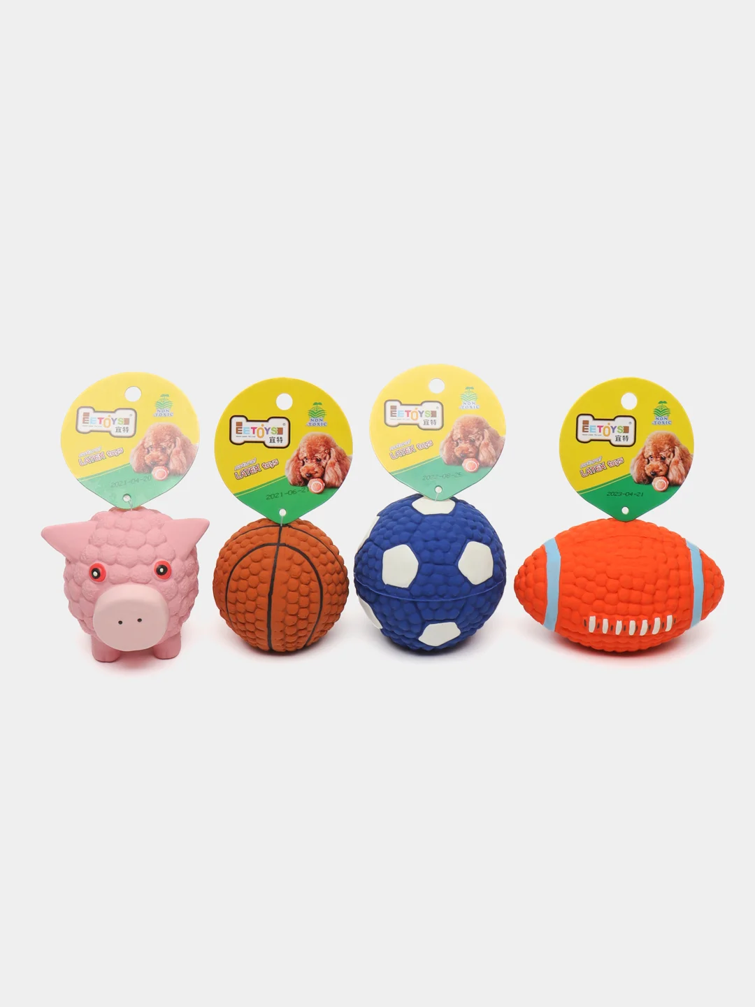 Игрушка со звуком, для собак средних, мелких и крупных пород, 9,5 см, 4 штуки, полиуретан