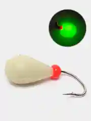 Белый мормышка Lumicom рыболовная, зимняя, фосфорная капля большая