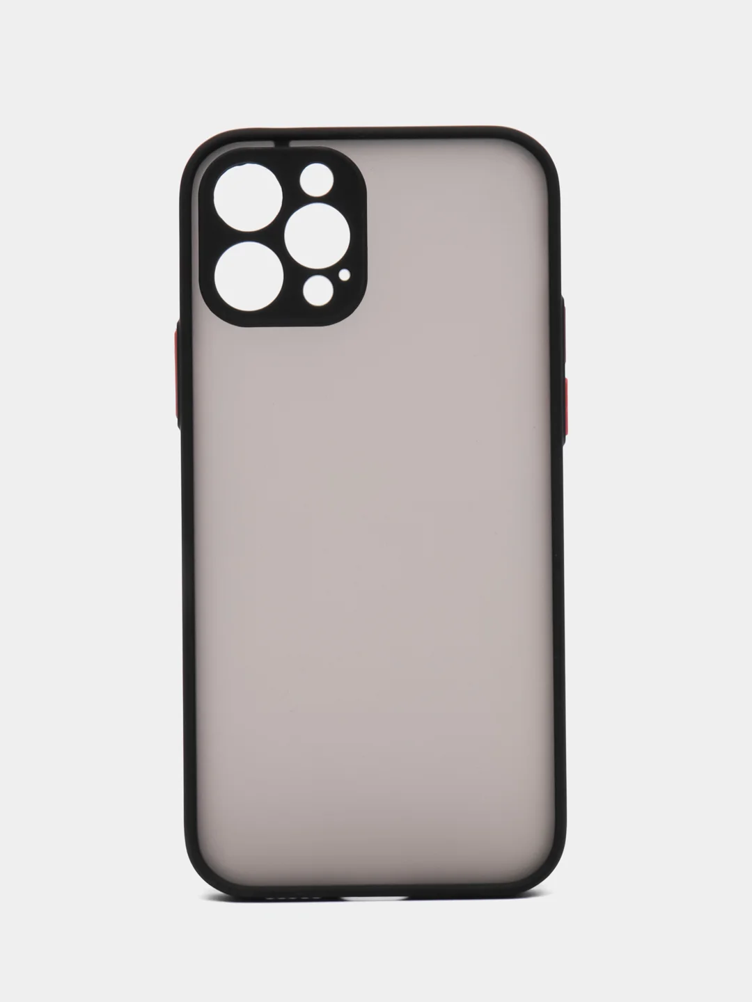 Черный чехол на iPhone 12 Pro / Айфон 12 Про, пластиковый, матовый, с цветными кнопками