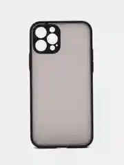 Черный чехол на iPhone 12 Pro / Айфон 12 Про, пластиковый, матовый, с цветными кнопками