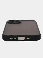 Черный чехол на iPhone 12 Pro / Айфон 12 Про, пластиковый, матовый, с цветными кнопками
