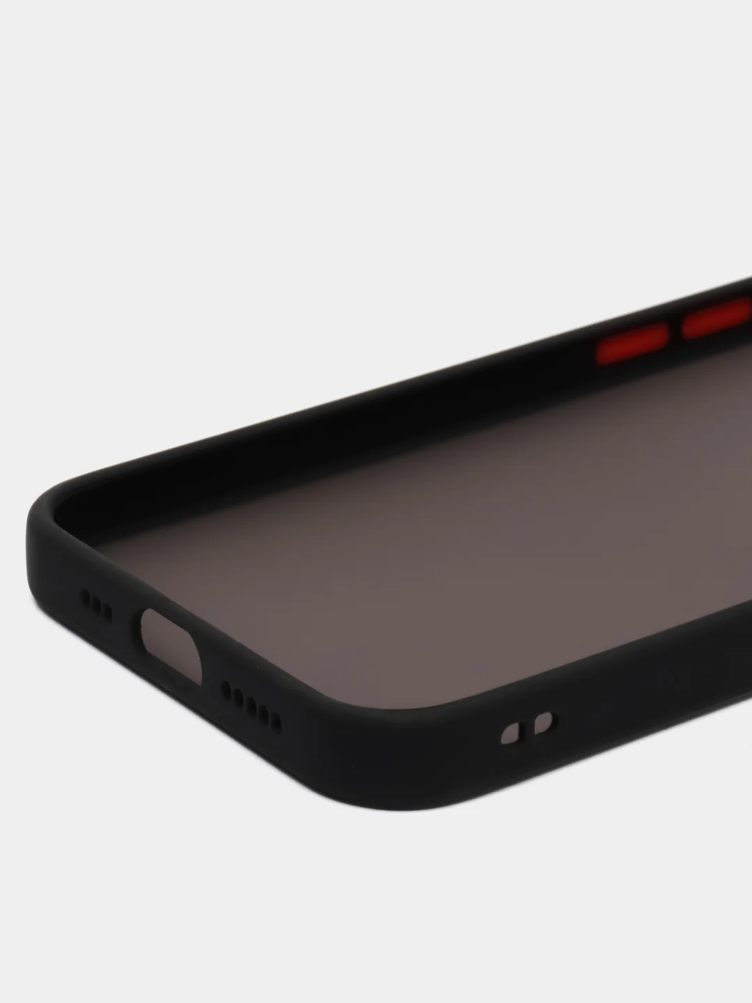 Черный чехол на iPhone 12 Pro / Айфон 12 Про, пластиковый, матовый, с цветными кнопками