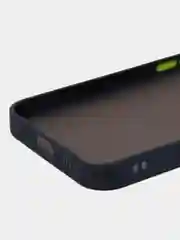 Темно-синий чехол на iPhone 14 / Айфон 14 пластиковый, матовый, с цветными кнопками